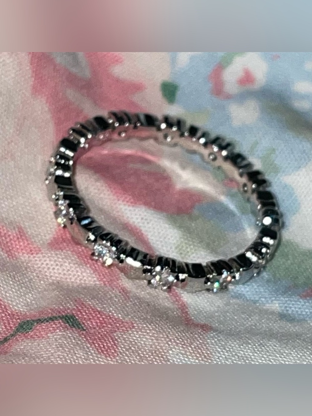 Silver Stars & Crystals Eternity Band NEW